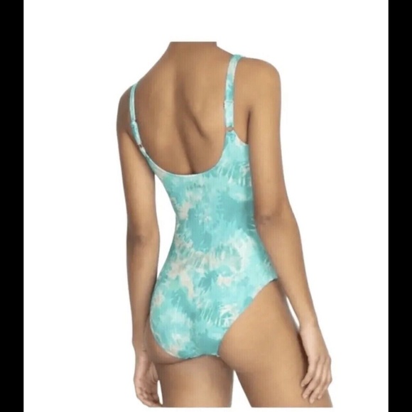 Johnny Was Calme Aqua Keys Turquoise Tie Dye/Marble One Piece Tank Swimsuit XL - Picture 3 of 8